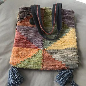 Catori Multicolor Bohemian Tassel Woven BOHO Shoulder Tote Bag